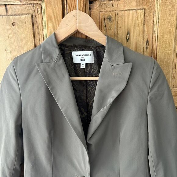 Carine Roitfeld Paris X UNIQLO Collaboration XS Trench Coat Gray Green - Picture 2 of 10